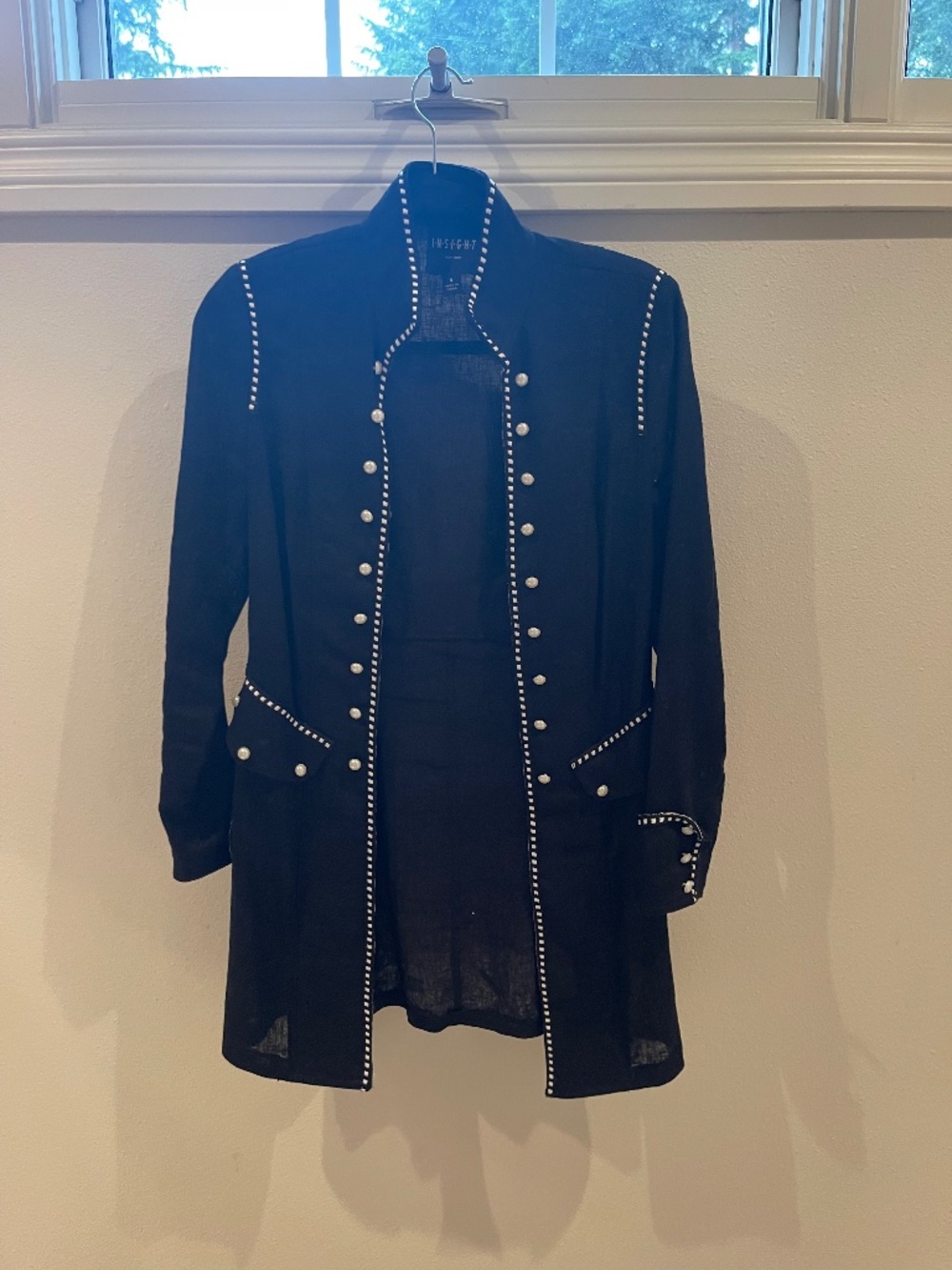 Unique linen blazer with pearl buttons-Size 4
